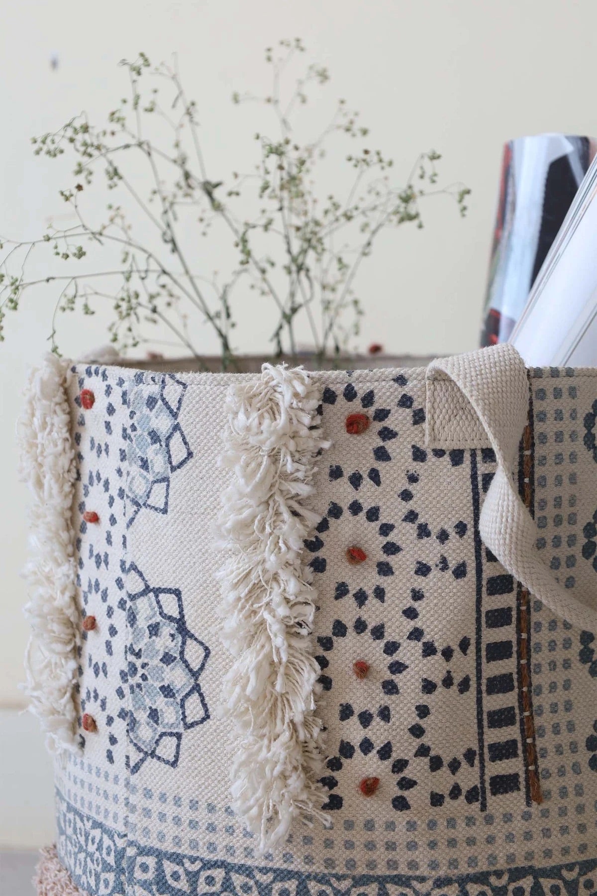 Baskets Cotton Block Print. Ochoco Homewares Perth.