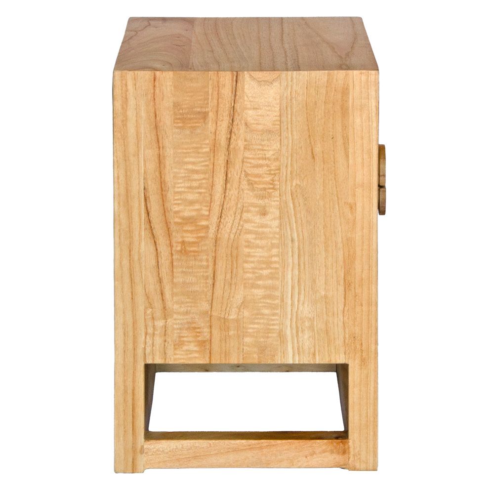 The Teton 2 drawer natural bedside is crafted from sustainable fruitwood. Its contemporary design features two generous drawers, on wood runners. Colour natural. Measures 550 wide X 350 depth X 550 height. Side Plain.