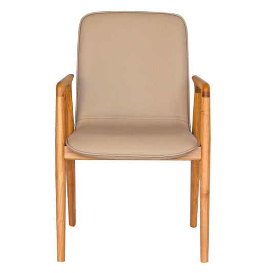 The Washoe Dining Chair combines a sleek ash frame with a comfortable polyurethane seat and back. Colours, natural frame with beige seat and back. Measures 530 wide X 550 depth X 430 seat height - 840 Back Height. Front Plain.
