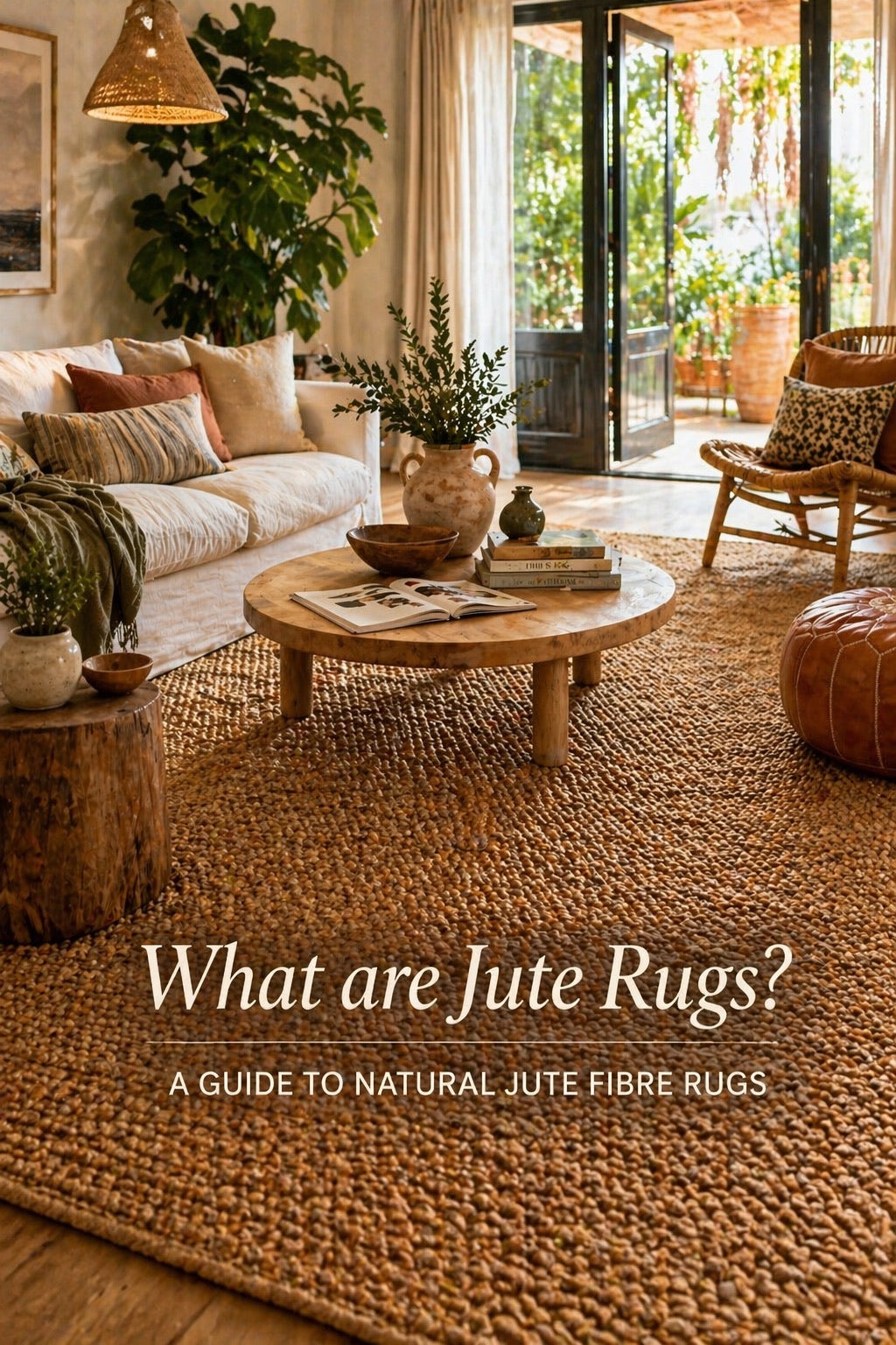 A styled Jute rug in a Modern Australian home living room setting.