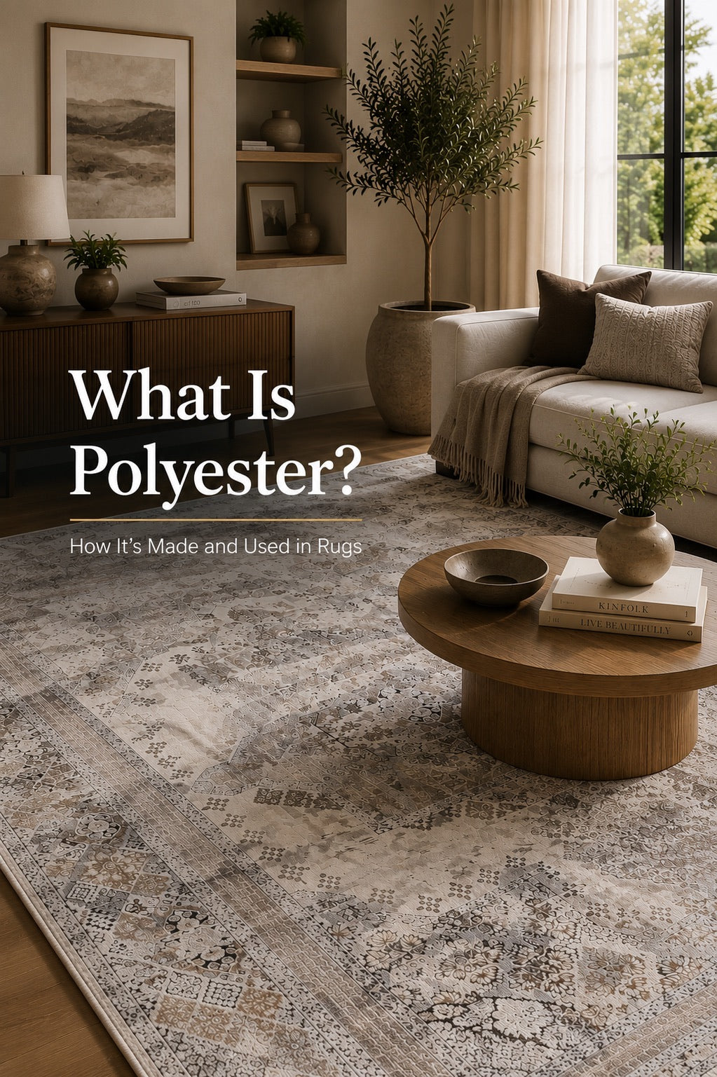A 2 million point polyester traditional styled machine made rug in a modern Perth home living room.