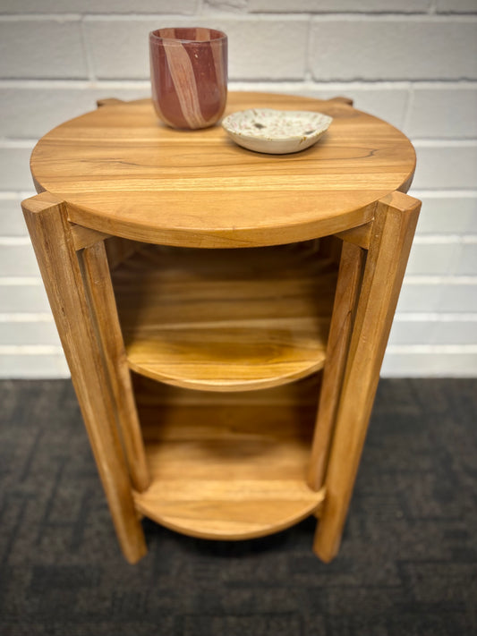 Whitney Side Table made from natural sustainable teak with open slatted base. Ochoco Side Table Perth. Top.