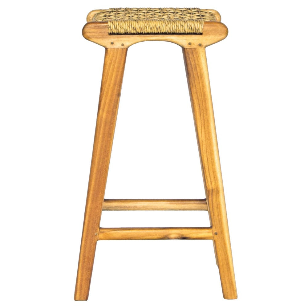 The Yakima Barstool boasts a coastal contemporary feel. Crafted from sustainable solid teak and featuring a luxurious synthetic rope seat. Colour natural. Measures 400 wide X 340 depth X 670 seat height. Side Plain.
