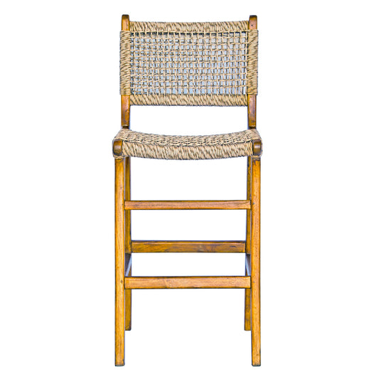 The Yakima with Back Barstool boasts a coastal contemporary feel. Crafted from sustainable solid teak and featuring a luxurious synthetic rope seat and back. Colour natural. Measures 400 wide X 500 depth X 670 seat height. Back height 1020. Front Plain.
