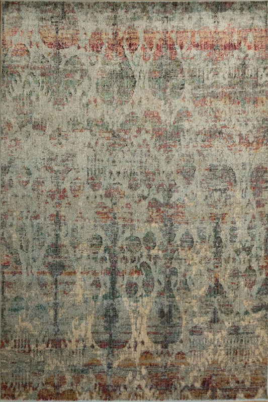 Zarita Dynasty is a machine made rug from soft and durable polyester. Featuring a tribal/Ikat design pattern. Colours Beige with Light Grey,Blue and Brown accents. Sizes 200 X 285, 240 X 320 and 300 X 380. Top.