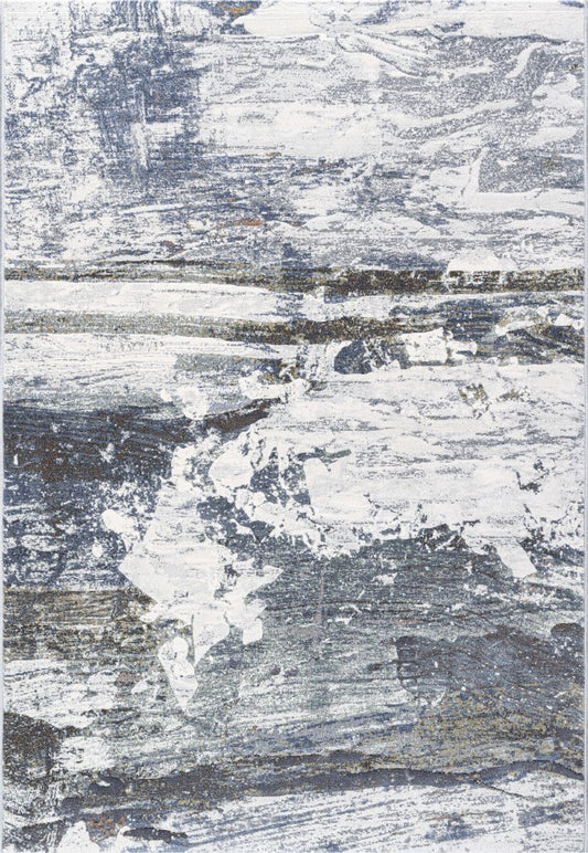 the Zenith 63847 - 6646 rug. This rug is skilfully created from strong heat-set polypropylene, showcasing a stylish contemporary design. Colours, whites, greys, blues, beiges. Full.