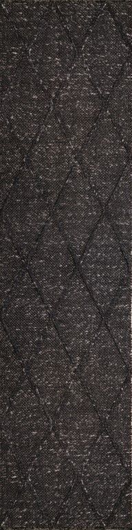 The Colombo Runner - Graphite is a textured hand woven hallway runner rug. Made from 80% wool and 20% polyester, it features a braided diamond pattern for an extra textured feel.  Colour Graphite. Size 80 wide x 320 Length. Front.