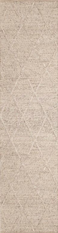 The Colombo Runner -Light Grey is a textured hand woven hallway runner rug. Made from 80% wool and 20% polyester, it features a braided diamond pattern for an extra textured feel.  Colour Light Grey. Size 80 wide x 320 Length. Front.