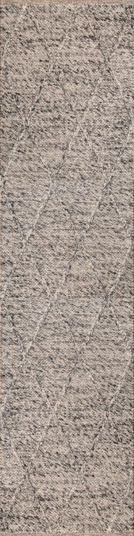 The Colombo Runner - Grey is a textured hand woven hallway runner rug. Made from 80% wool and 20% polyester, it features a braided diamond pattern for an extra textured feel.  Colour Grey. Size 80 wide x 320 Length. Front.