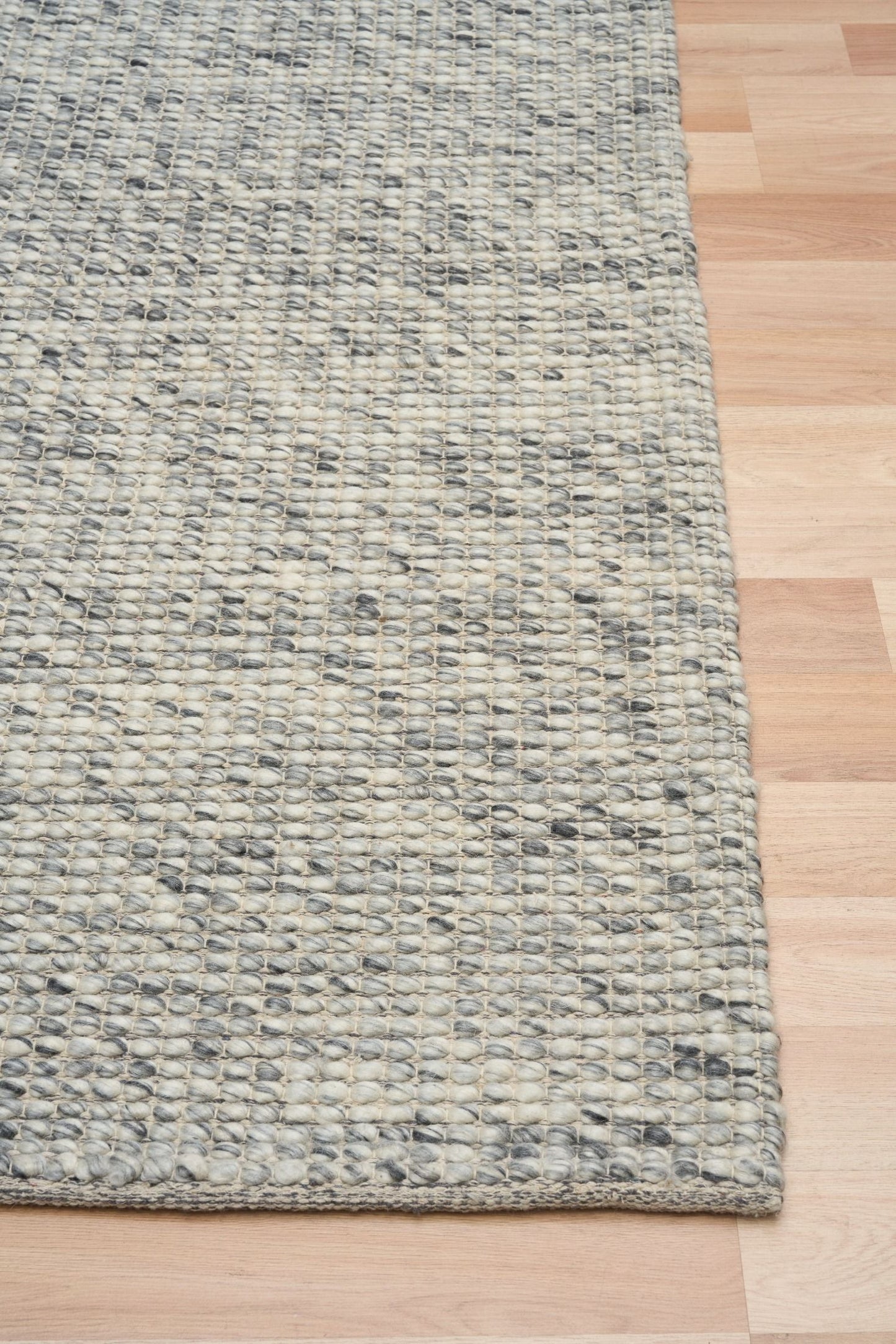 Dasha Runner - Grey is a texture hand woven rug runner made of 80%  New Zealand Wool and 20% Polyester. Colour Beige. Size 80 X 320. Front.