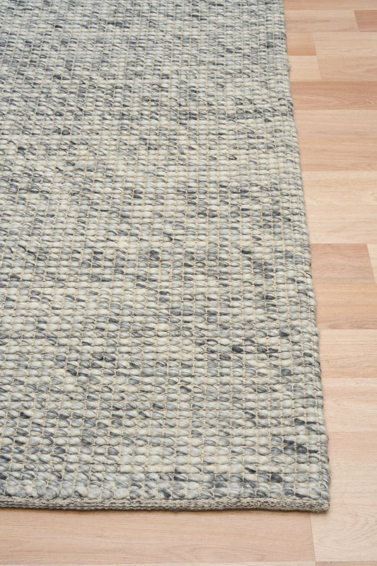 Dasha Runner - Grey is a texture hand woven rug runner made of 80%  New Zealand Wool and 20% Polyester. Colour Beige. Size 80 X 320. Front.