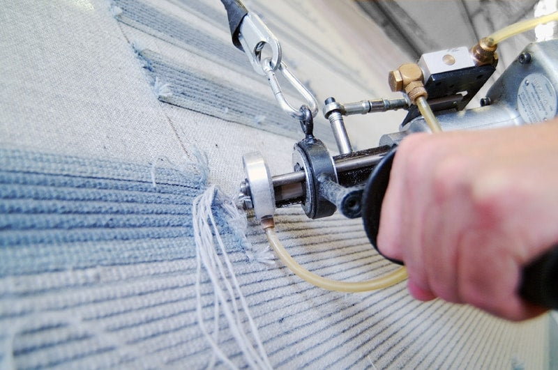 Modern hand tufting rug contruction process.